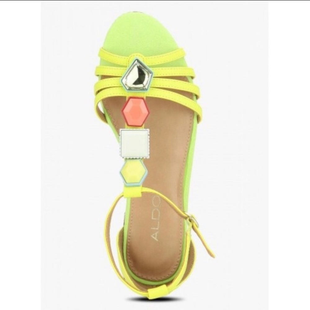 Aldo Neon Yellow Sandals with Geometric Accents